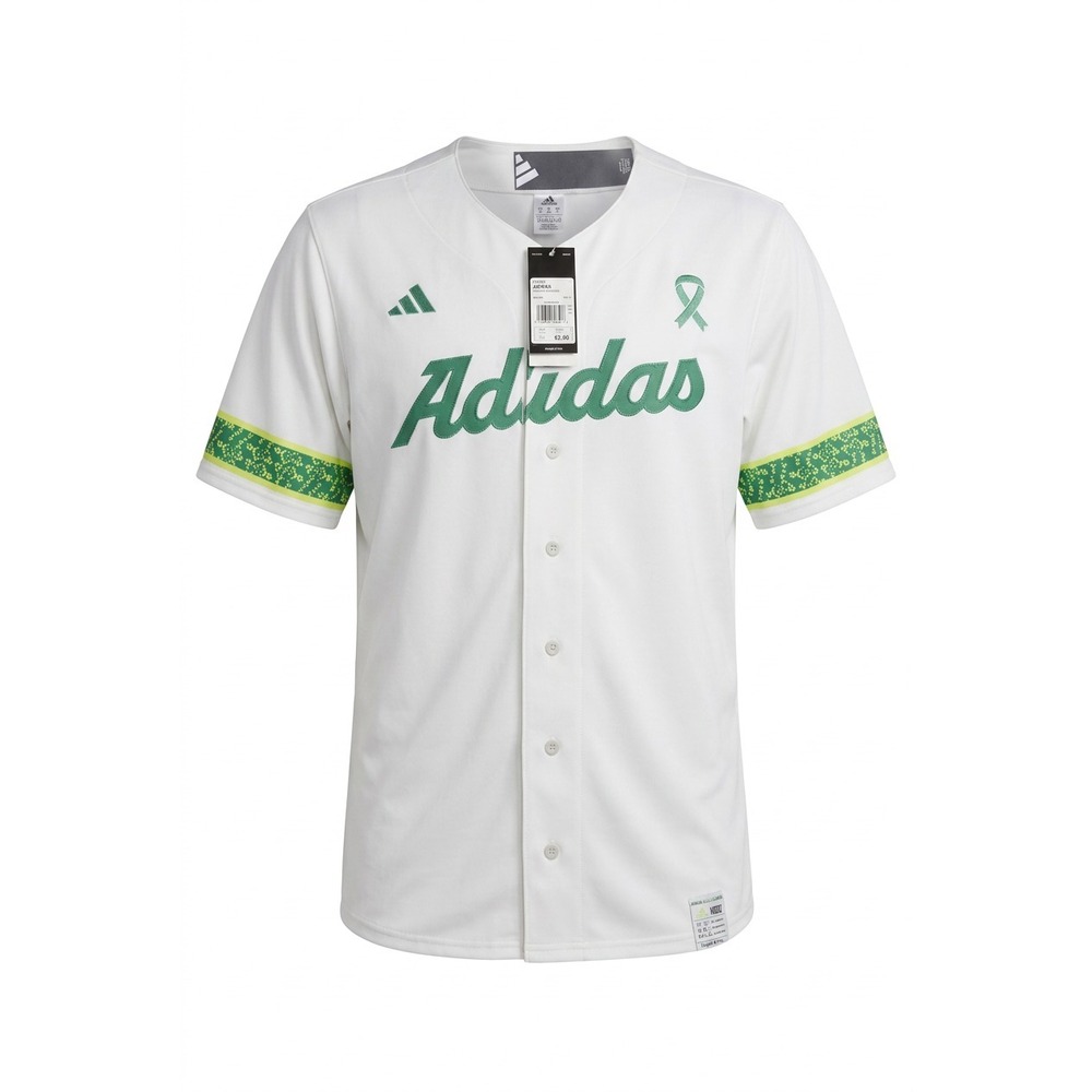 Adidas Hidden Opponent Baseball‎ Jersey Men's Large New Tags White Green Ribbon